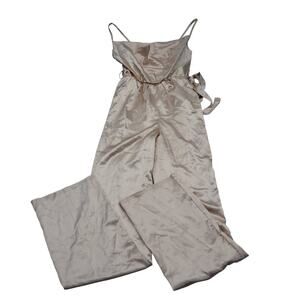 Femme Lux Jumpsuits Womens 6 Ivory Satin Sleeveless Halter Neck One Piece
